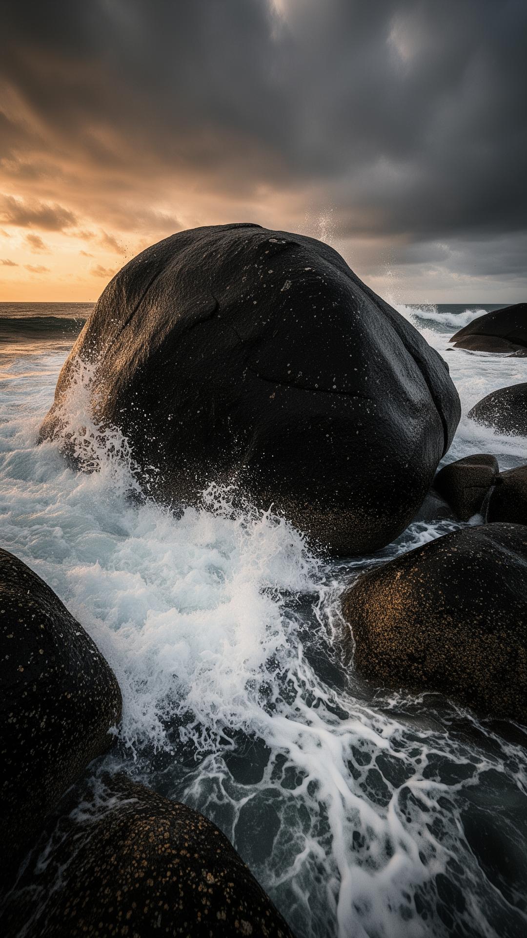 Costões graníticos com ondas batendo