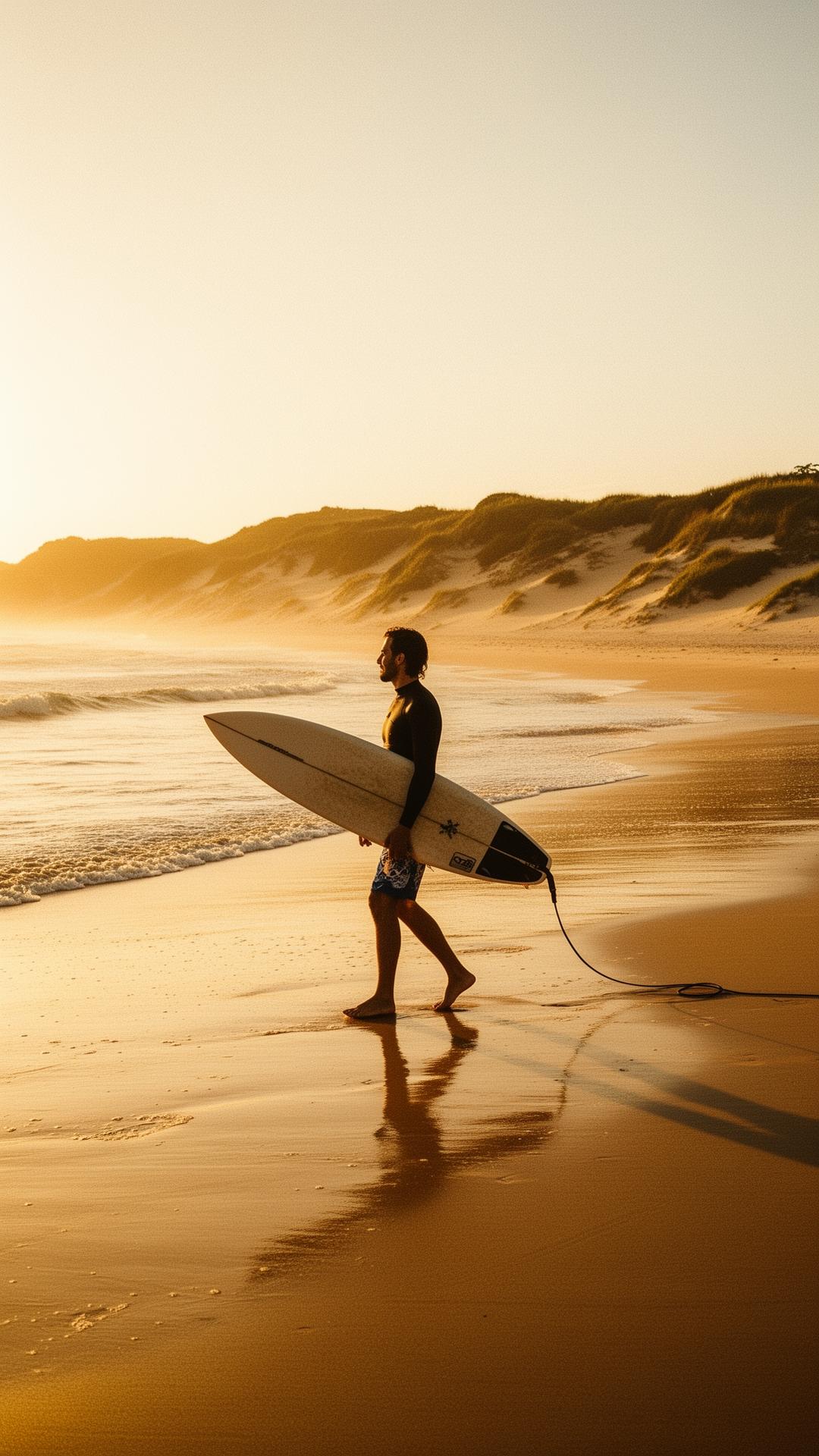 Surfista no amanhecer da Joaquina